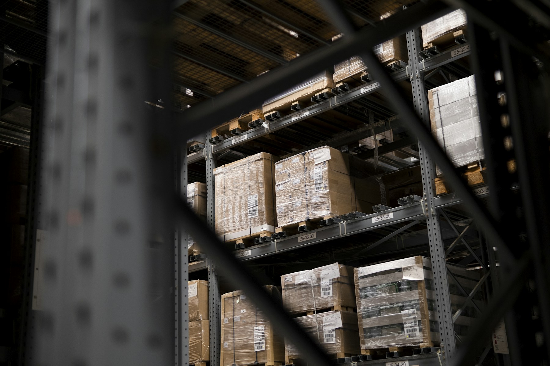 Professionally organised pallets in a modern distribution warehouse